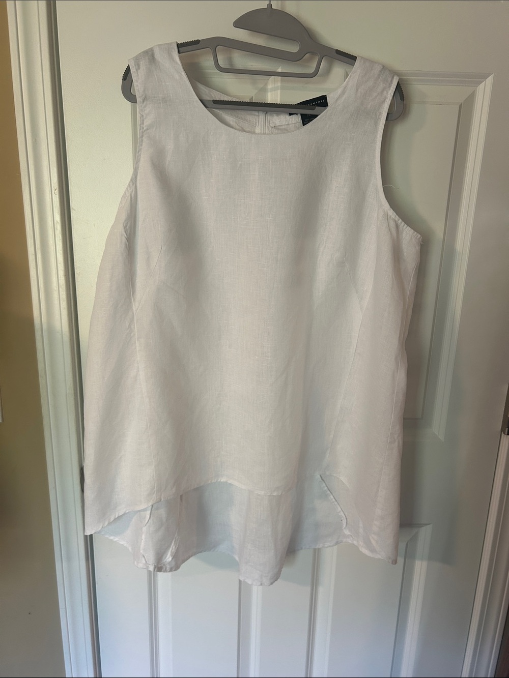 Grace Elements White Sleeveless Linen Tunic Top